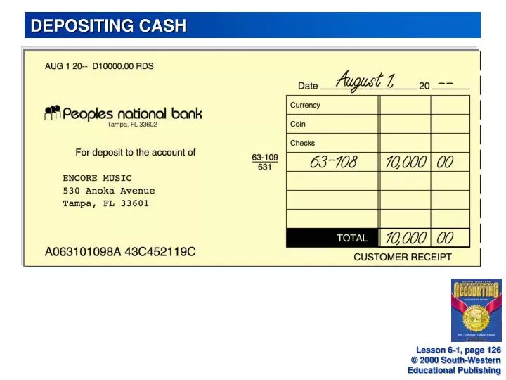 depositing cash