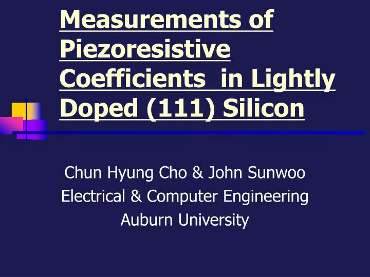 measurements of piezoresistive coefficients in lightly doped 111 silicon