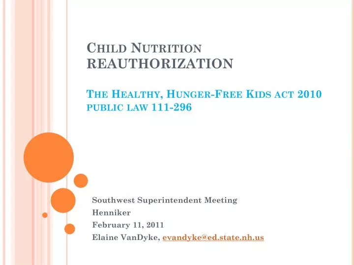 child nutrition reauthorization the healthy hunger free kids act 2010 public law 111 296