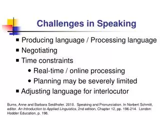 Challenges in Speaking