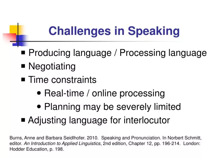 challenges in speaking