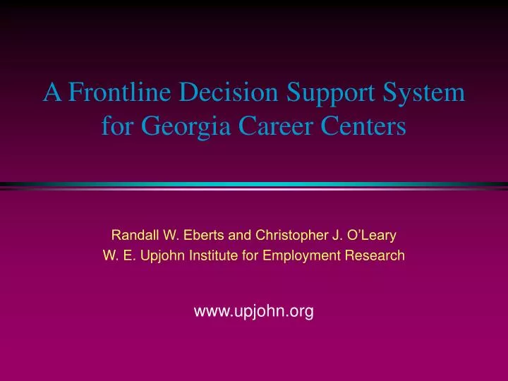 a frontline decision support system for georgia career centers