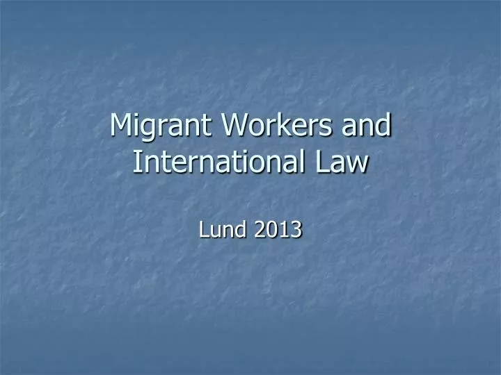 migrant workers and international law