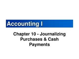 Accounting I