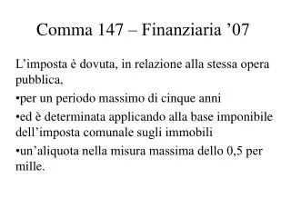 comma 147 finanziaria 07