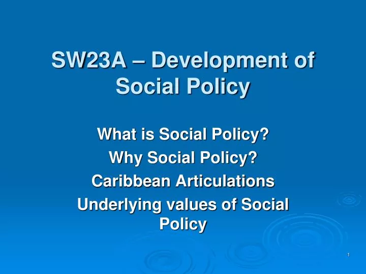 sw23a development of social policy