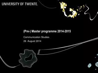 (Pre-) Master programme 2014-2015