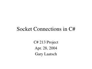 Socket Connections in C#