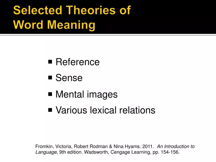 selected theories of word meaning