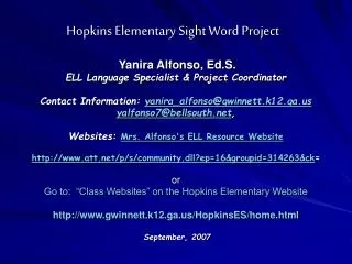 hopkins elementary sight word project