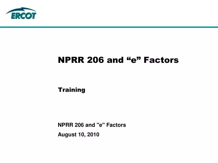 nprr 206 and e factors