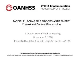 MODEL PURCHASED SERVICES AGREEMENT Context and Content Presentation