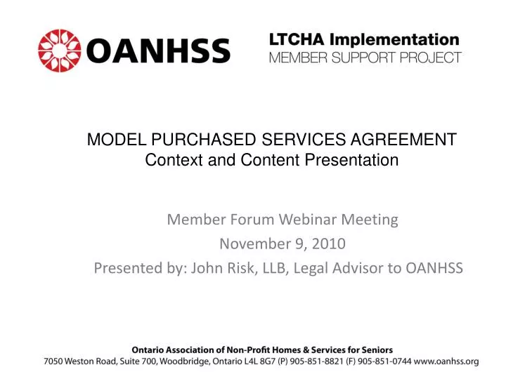 model purchased services agreement context and content presentation
