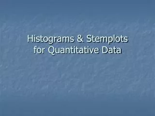 Histograms &amp; Stemplots for Quantitative Data