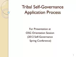 Tribal Self-Governance Application Process