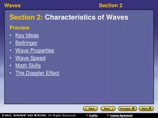 Section 2: Characteristics of Waves