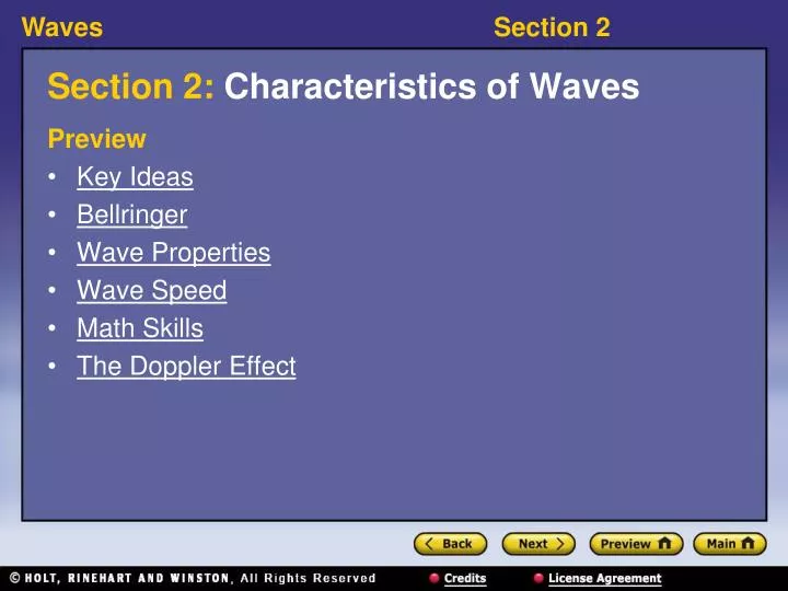 section 2 characteristics of waves