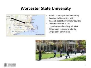 Public, state-operated university Located in Worcester, MA Second-largest city in New England