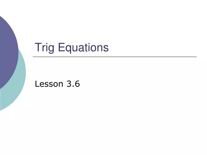 trig equations