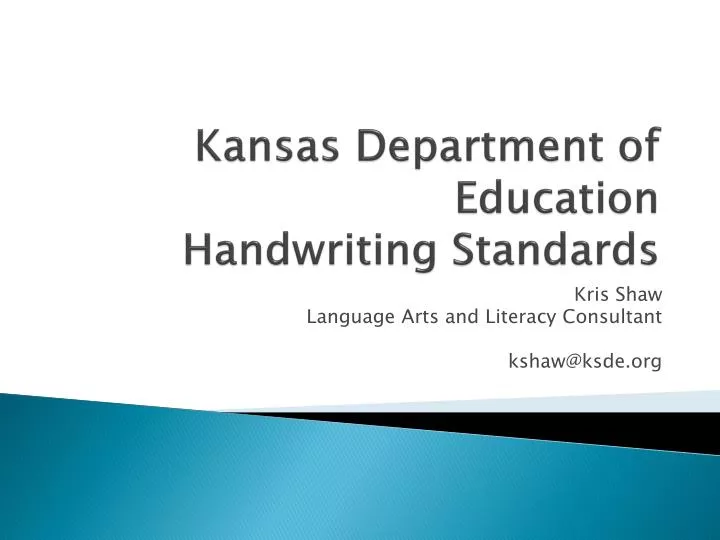 kansas department of education handwriting standards