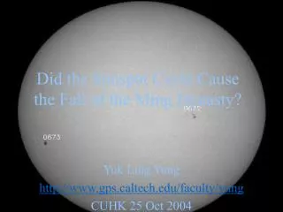 Did the Sunspot Cycle Cause the Fall of the Ming Dynasty?
