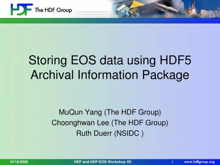 storing eos data using hdf5 archival information package
