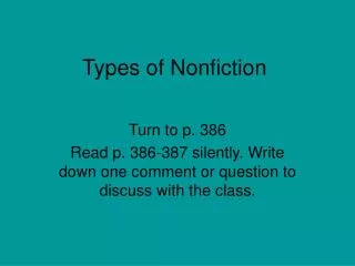 Types of Nonfiction