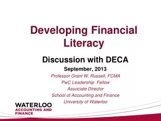 Developing Financial Literacy