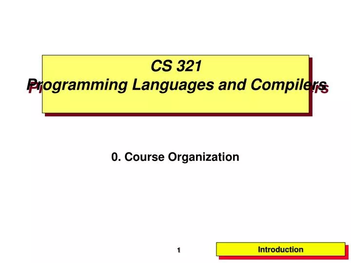 cs 321 programming languages and compilers