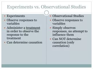 Experiments vs. Observational Studies