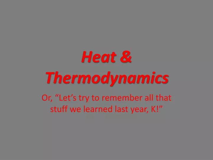 heat thermodynamics