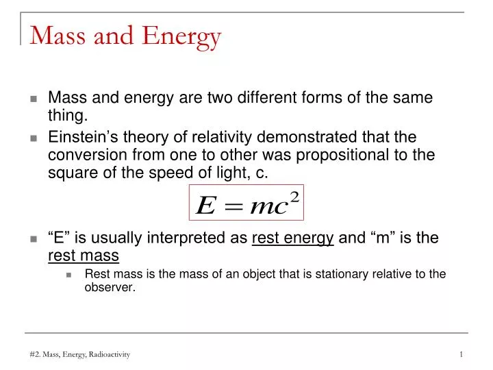 mass and energy
