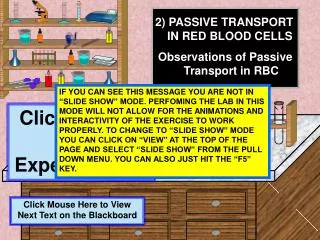 2) PASSIVE TRANSPORT IN RED BLOOD CELLS Observations of Passive Transport in RBC