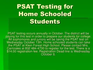 PSAT Testing for Home Schooled Students