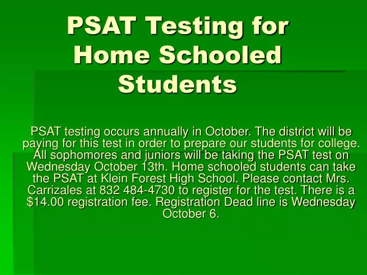 psat testing for home schooled students