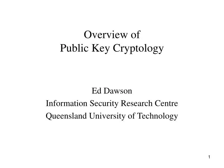 overview of public key cryptology