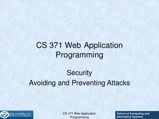 CS 371 Web	Application Programming