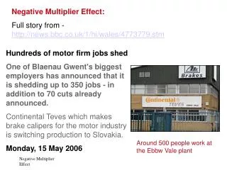 Negative Multiplier Effect: Full story from - news.bbc.co.uk/1/hi/wales/4773779.stm