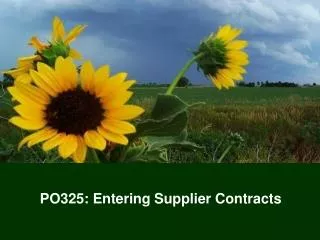 PO325: Entering Supplier Contracts