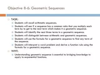 Objective 8-6: Geometric Sequences