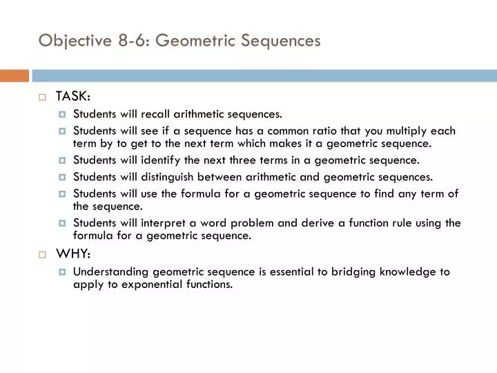 objective 8 6 geometric sequences