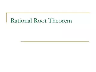 Rational Root Theorem
