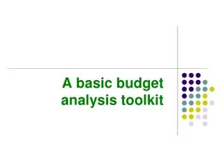 A basic budget analysis toolkit