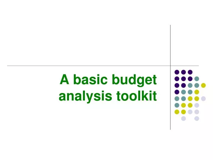 a basic budget analysis toolkit