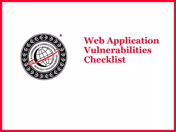 web application vulnerabilities checklist