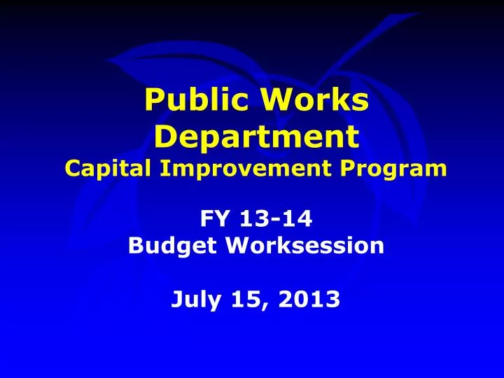 public works department capital improvement program