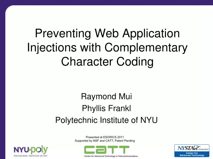 preventing web application injections with complementary character coding