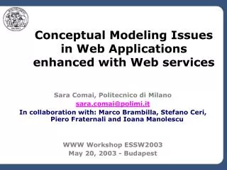 Conceptual Modeling Issues in Web Applications enhanced with Web services