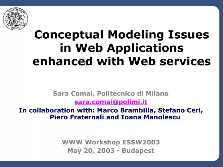 conceptual modeling issues in web applications enhanced with web services