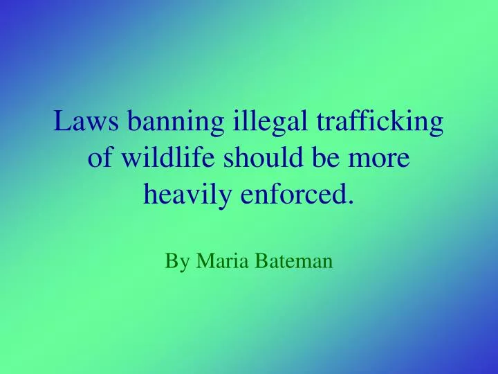 laws banning illegal trafficking of wildlife should be more heavily enforced